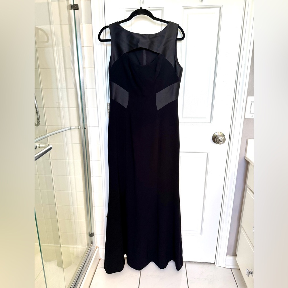 Theia Taffeta Panel Cutout Black Gown Mermaid Trumpet